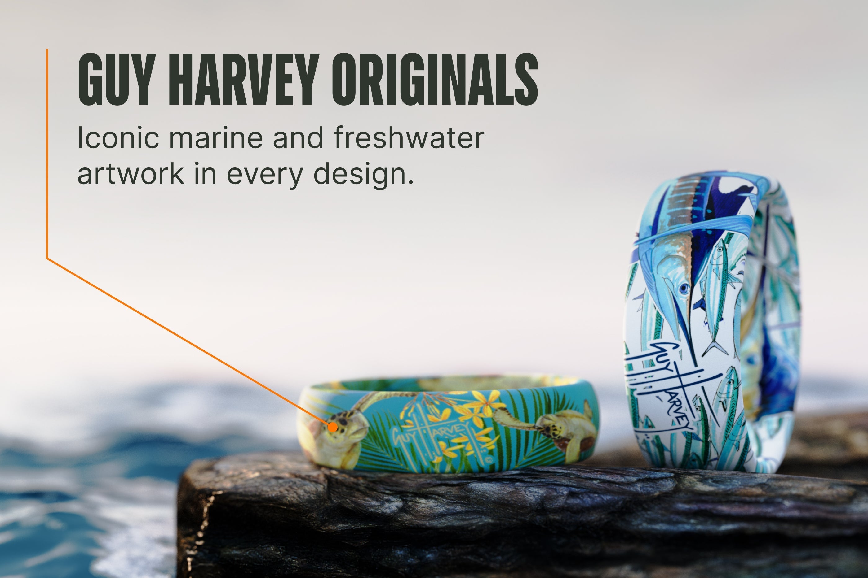 Guy Harvey Turtle Palms Thin Ring