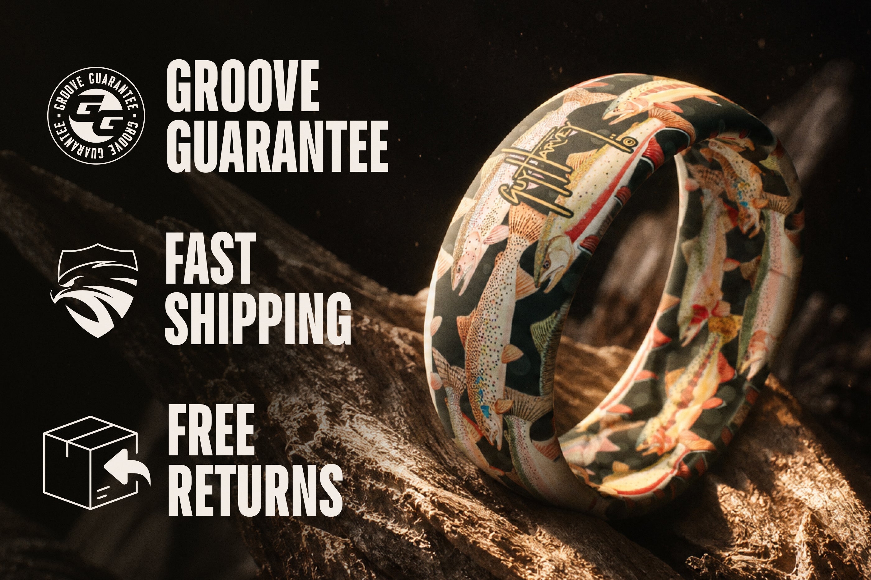 Guy Harvey Floral Turtles Thin Ring